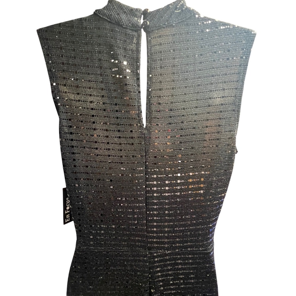 En Focus Studio Black Sequin Maxi Dress 10 Choker Cutout Formal Evening Gown New - Picture 7 of 10